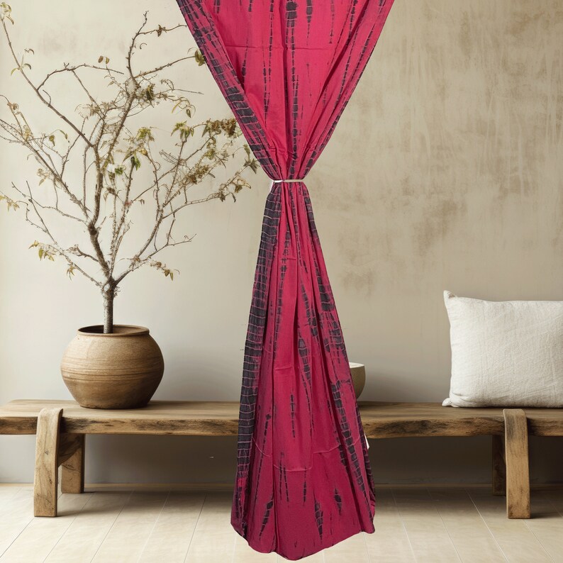 Grey - Tie & Dye Cotton Shibori Curtain for Window (Set of 2) 23