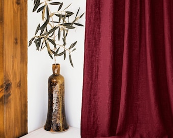 Minimal Solid Cotton Curtains, 100% Cotton Window Panels for Living Room Bedroom, Soft Privacy Drapes, Custom Length Available