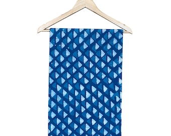 Indigo Cotton Fabric By The Yard: Dabu Block Print, Natural Dye