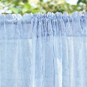 Natural Striped Hippie Cotton Cafe Curtains, Boho Kitchen Window Drapes, Rod Pocket Style Panel