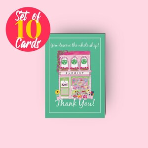 Pack of 10 Florist Thank You Cards Handmade by Rose Line - Special & Unique Greeting Cards