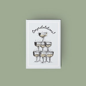 Champagne Tower Congratulations Greeting Card Handmade by Rose Line Australian Made