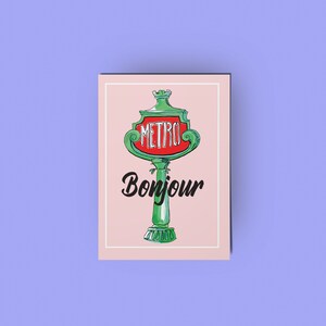 Metro Bonjour Greeting Card Handmade by Rose Line