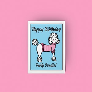 Party Poodle Greeting Card Handmade by Rose Line