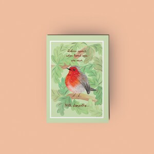 Robin Sympathy Greeting Card Illustrated and Handmade by Rose Line. Australian Made
