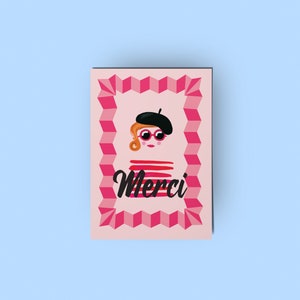 Merci! Thank You Greeting Card Handmade by Rose Line