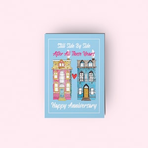 Side By Side Anniversary Greeting Card Handmade by Rose Line