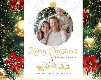Christmas Photo Card Template | Modern Holiday Greeting Design | Editable Canva Collage for Family Memories
