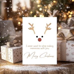 Romantische Karte, Weihnachtskarte, Minimalistisches Design, Hirschkarte, herzliche Mitteilung, Geschenk für Partner, Liebhaberkarte, süße Karte, Sentimentalkarte