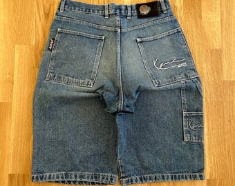 Veri pantaloncini jeans vintage Karl Kani Hip Hop Jorts vestibilità ampia