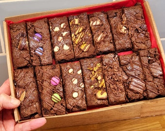 14 Topped Brownie Fingers Sharing Box - Freshly Baked- Valentines Gift- Birthday Gift- Letterbox Friendly