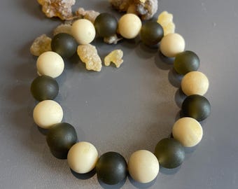 Handmade Frankincense Bracelet, Mixed Color Beads (10mm), Boswellia resin gift for her, minimalistic, elegant jewelry
