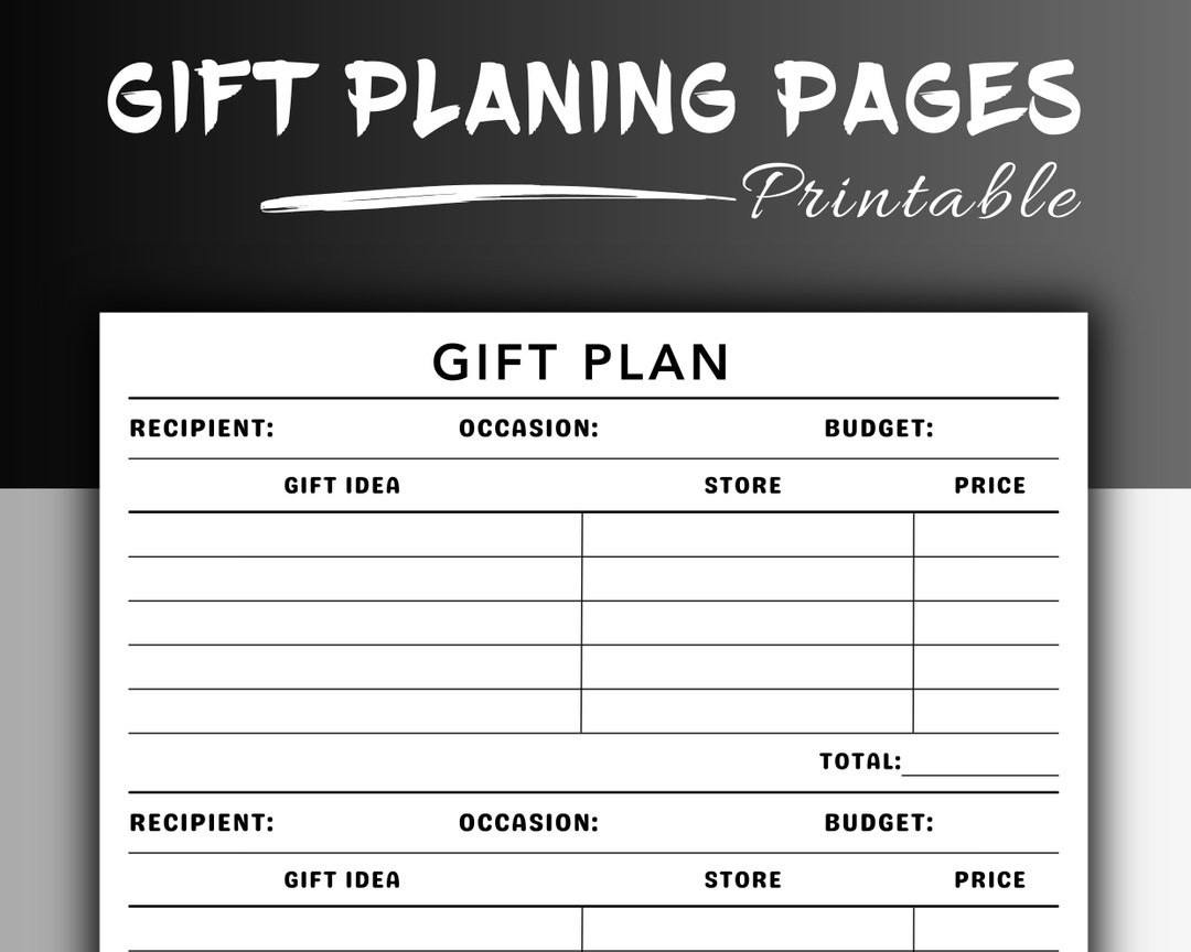 Gift Planner Printable Gift Organizer Printable Thoughtful Etsy