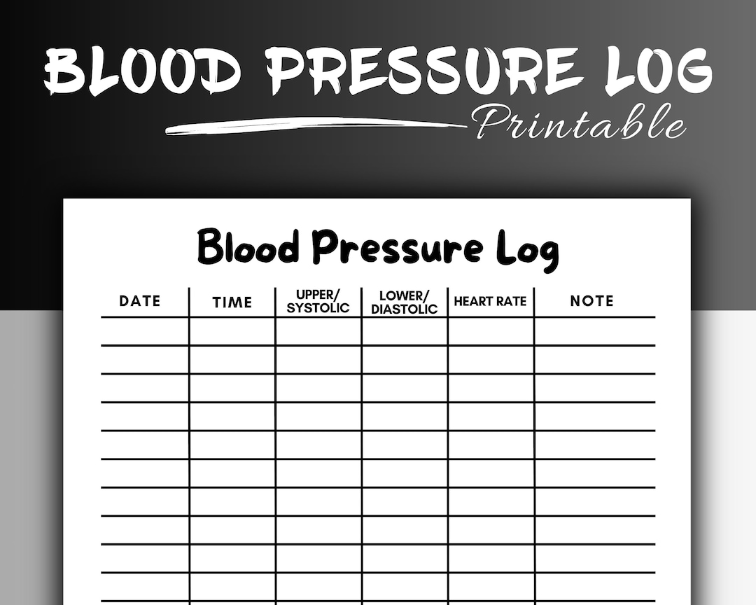 Blood Pressure Log Printable Blood Pressure Tracker Medical Etsy UK