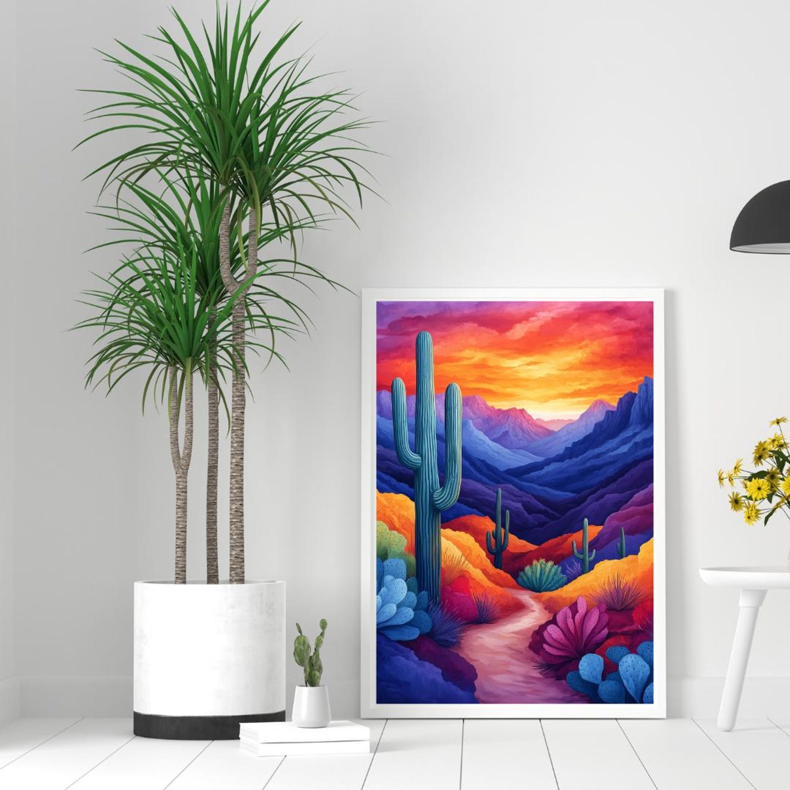 Southwest Wall Art Saguaro Cactus Print Arizona Sunset Landscape ...