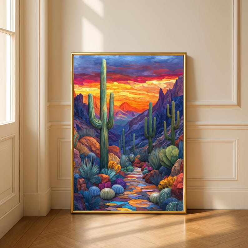 Southwest Wall Art | Arizona Sunset Print | Western Desert Cactus ...
