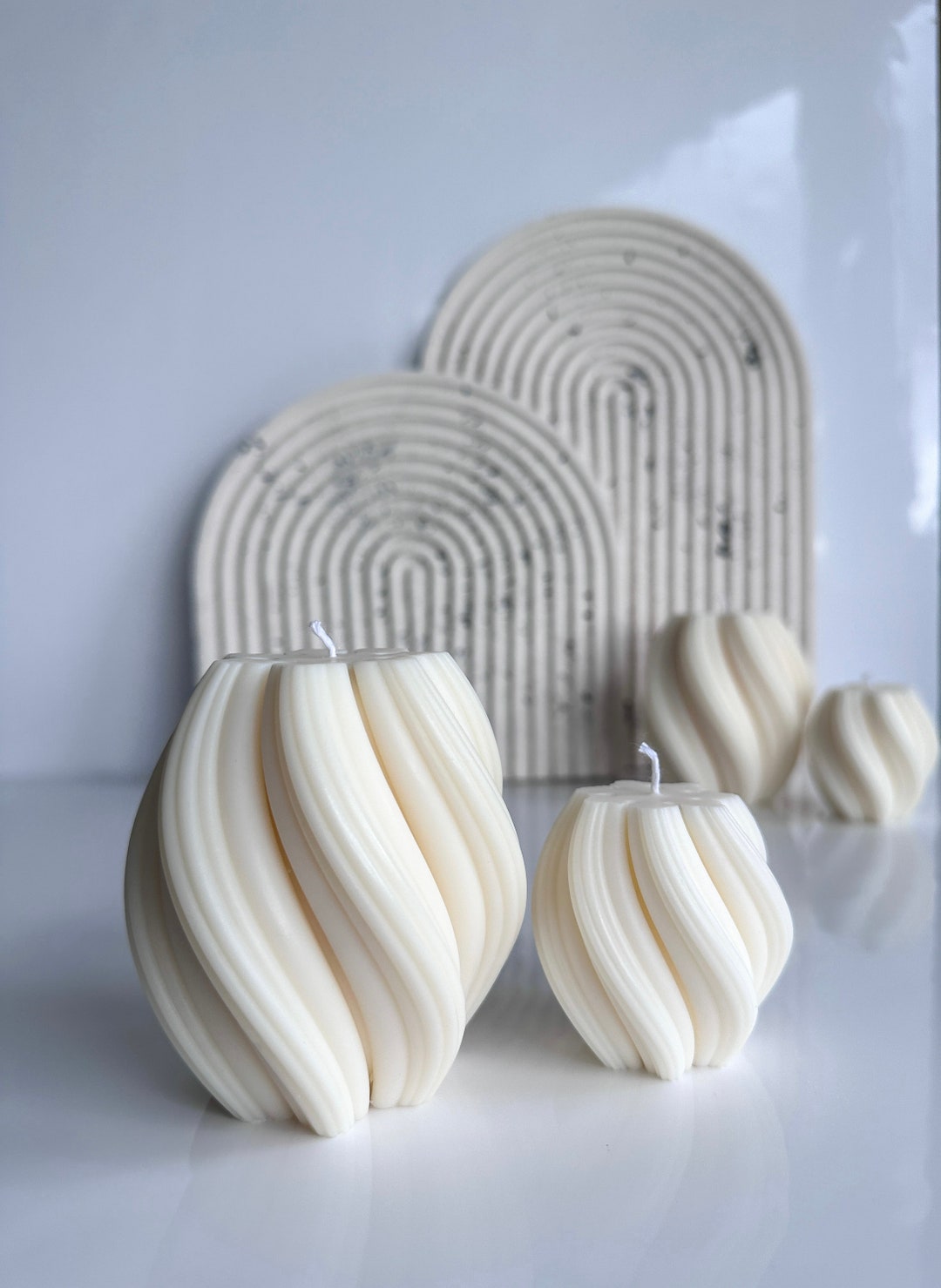 Swirl Candle Soy Candle Twisted Ribbed Candle Sculptured Candle