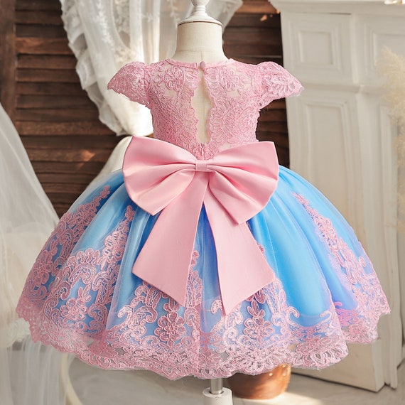 Blue and clearance pink lace dress
