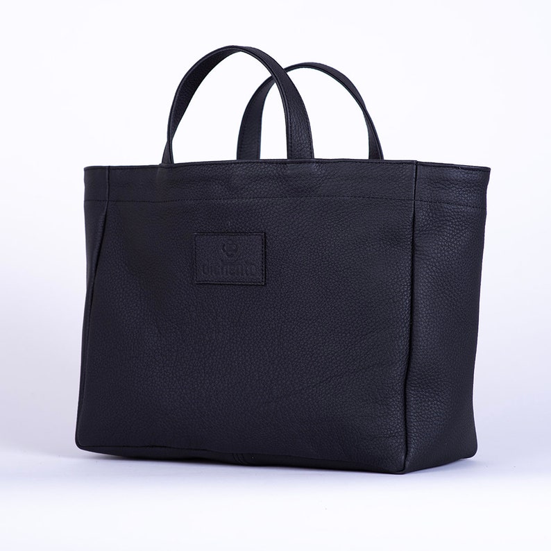 Handmade Leather Handbag, Black Top Handle Bag, Ladies Purse, Travel Shopping Bag Hobo Carry Shoulder Bag, Multipurpose Handbag image 4