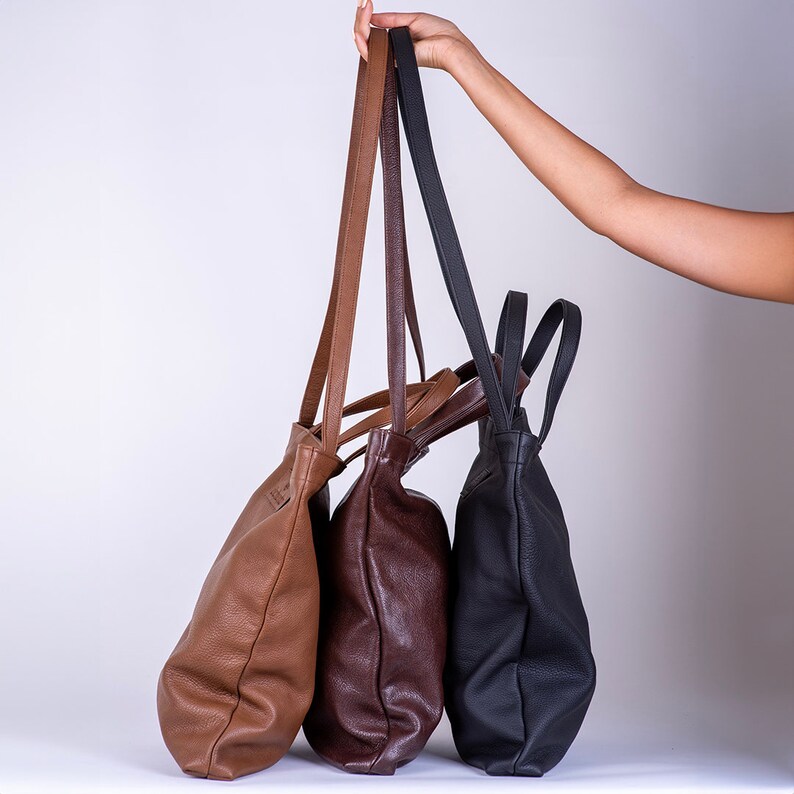 Handmade Leather Crossbody Bag, Soft Leather Campus Bag, Weekender Bag, Laptop Bag, Wedding Gift Double Handle Grocery Bag image 7