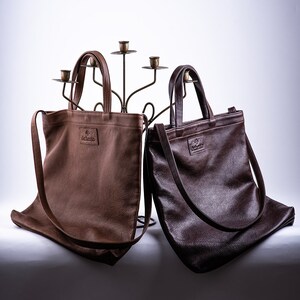 Handmade Leather Crossbody Bag, Soft Leather Campus Bag, Weekender Bag, Laptop Bag, Wedding Gift Double Handle Grocery Bag image 8