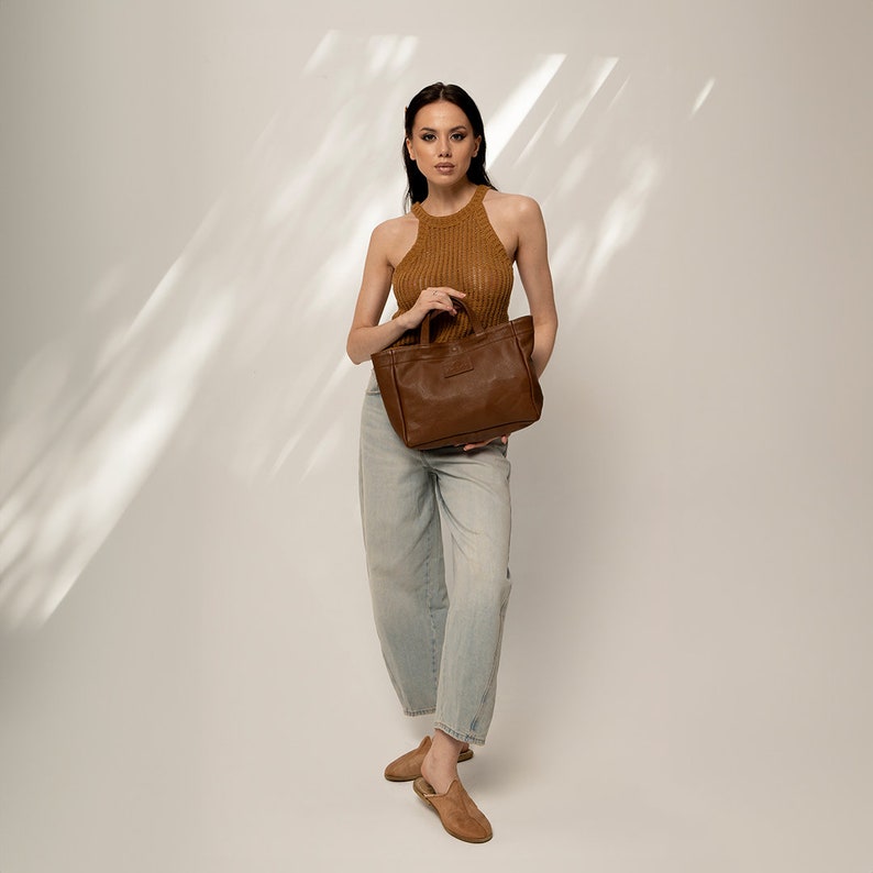 Handmade Leather Handbag, Beige Top Handle Bag, Ladies Purse, Travel Shopping Bag Hobo Carry Shoulder Bag, Multipurpose Handbag