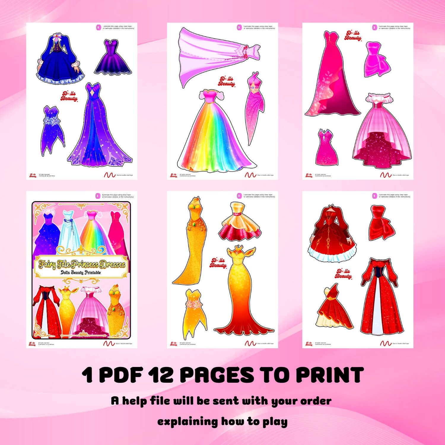 Princess Outfits Printable, Paper Doll Clothing Collection for Kids ...