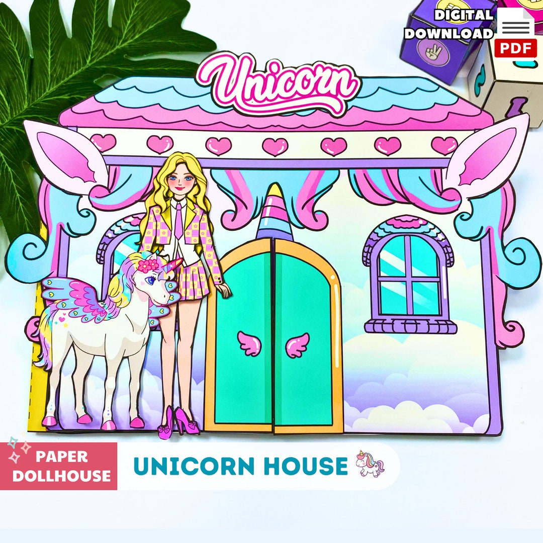 Unicorn House Printable, Paper Doll House, Story Doll Busy Book, DIY ...