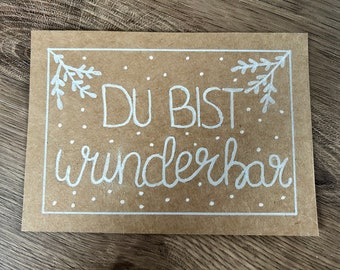 Thank you card | Birthday card | Valentine's Day card "You are wonderful" | Handlettering | handwritten | DIN A6