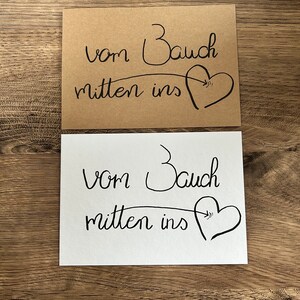 Tarjeta de felicitación por el nacimiento “Del vientre al corazón” | Letras de mano | escrito a mano | DIN A6