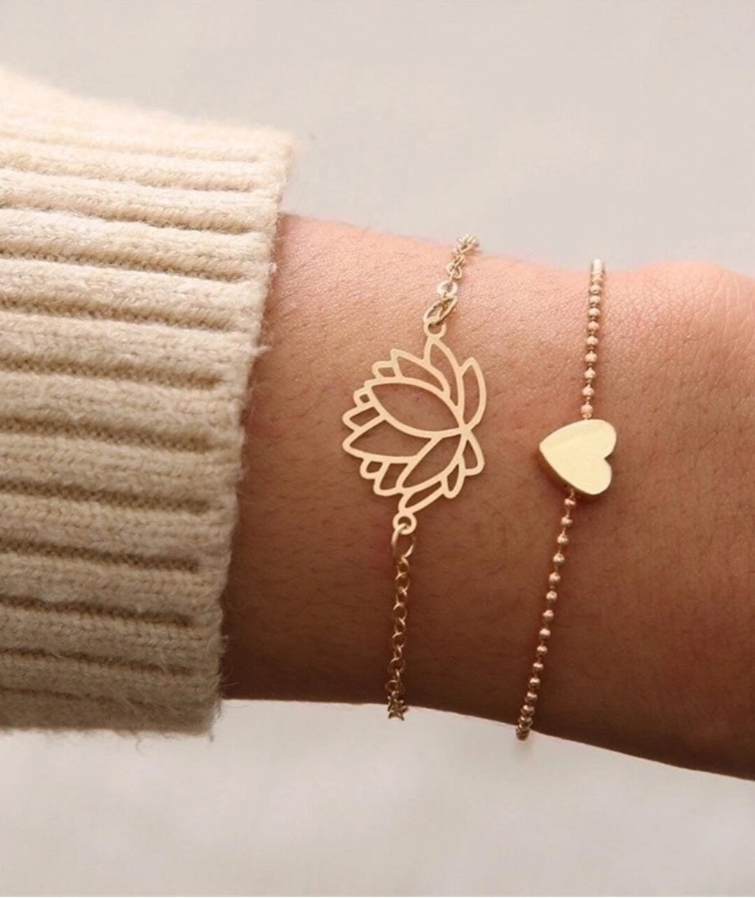Bracciale Regolabile Con Fiore Di Loto Oro Rosa - Fatto A Mano In Germania, Nastro Macramè Marrone, Confezione Regalo
