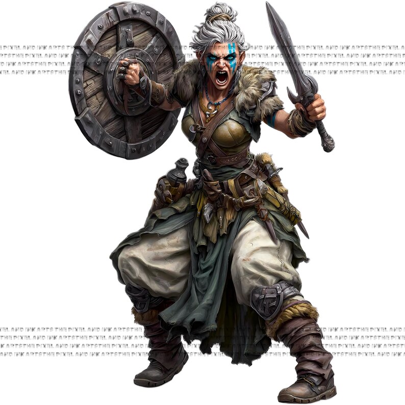 Viking Valkyrie Warrior Woman - Norse Shield Maiden Character Art for ...