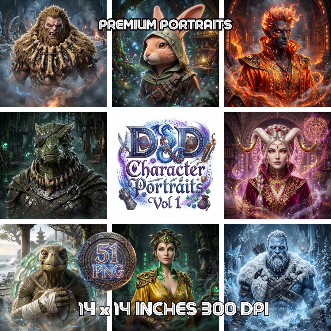 Dnd Character Portraits Bundle Vol 1 | Playable Fantasy RPG Heroes ...