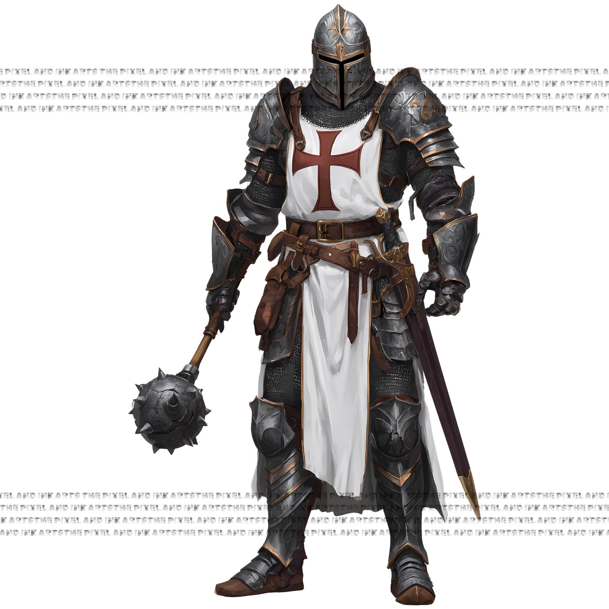 Knight Crusader Art PNG Bundle | Fantasy Warrior Medieval Armor Graphic ...