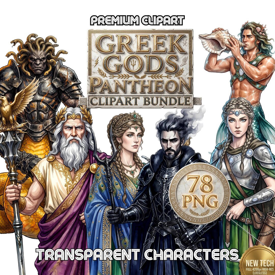 Greek Gods Pantheon Clipart Bundle | Olympian Deities PNG Dnd TTRPG Art ...