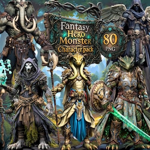 Fantasy Hero Monster pack | Dungeons Dragons Art Characters tokens portrait bundle | RPG game master vtt ttrpg assets premium quality png