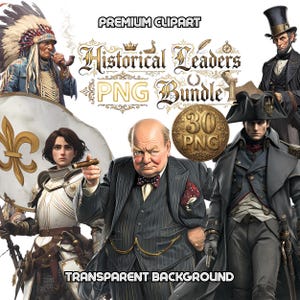Historical Leader figure art bundle of world leaders; civilization celebrities detailed png portraits; famous people clipart download.