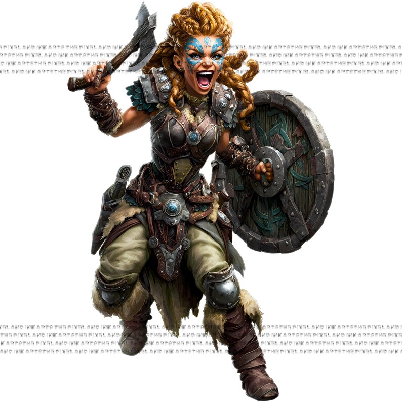 Viking Valkyrie Warrior Woman - Norse Shield Maiden Character Art for ...