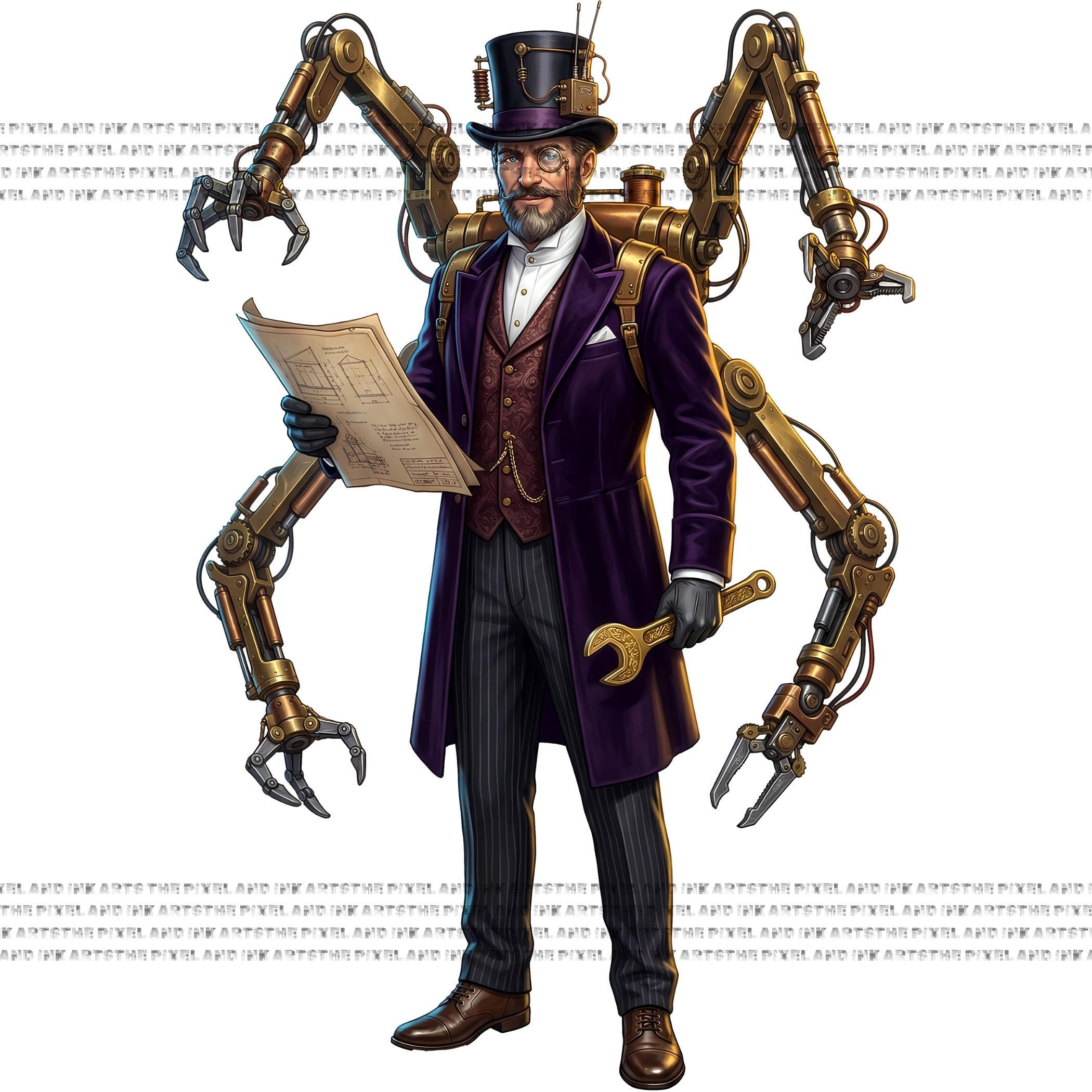 Steampunk Characters PNG Clipart Bundle | Victorian Clockwork Gears Dnd ...
