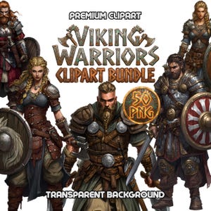 Viking Warrior Clipart Bundle 50+ Norse Mythology PNGs DND Character Art TTRPG Assets Dungeon Master Tools Isolated on White Background Art