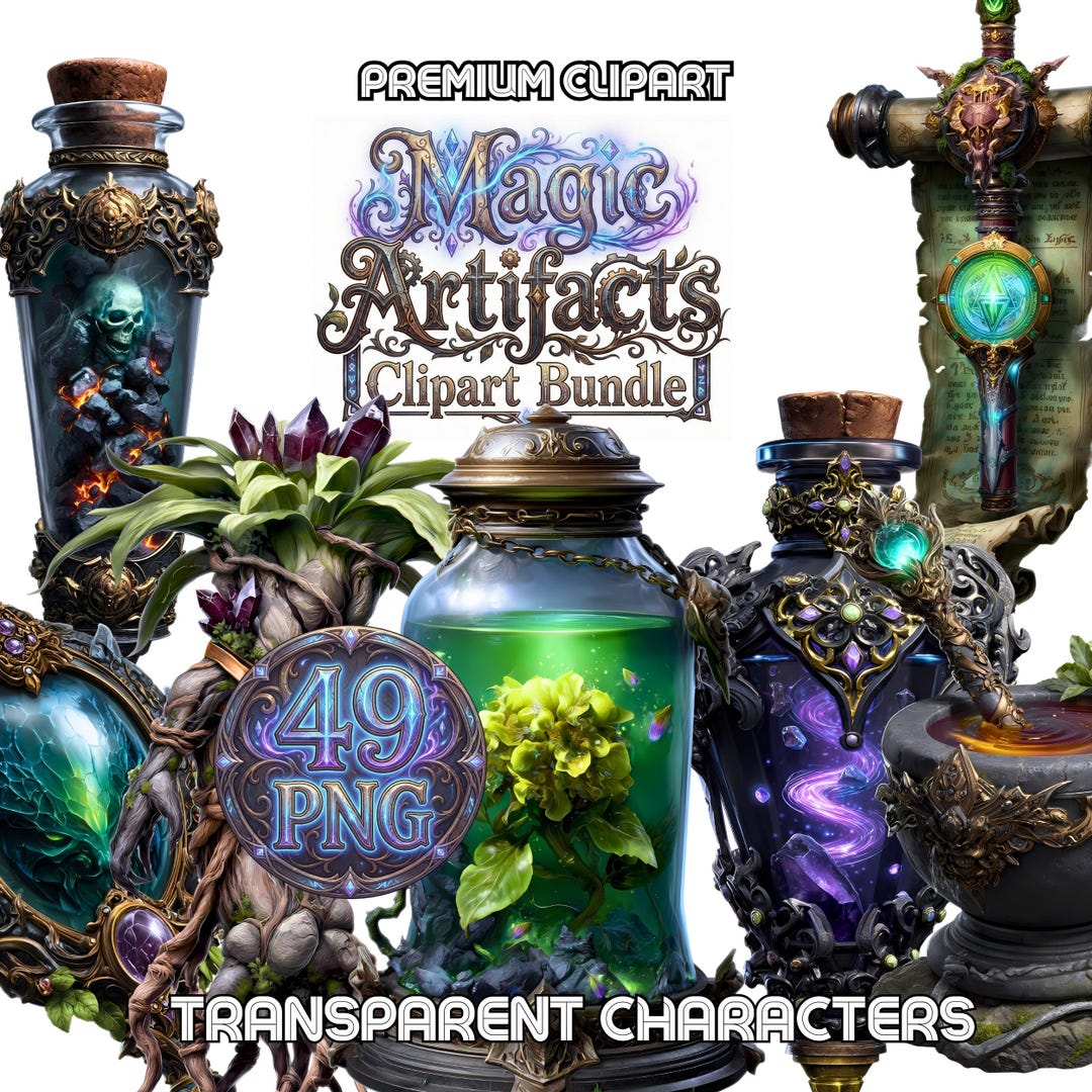 Magic Artifacts PNG Bundle | RPG Inventory Items Potion Bottle Wizard ...