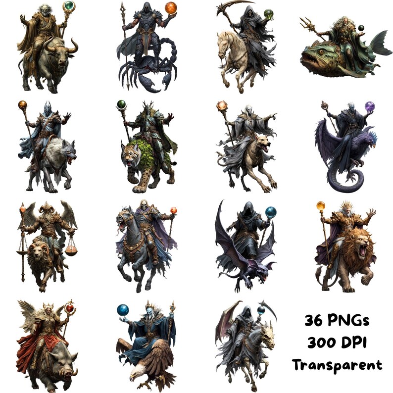 Ars Paulina Angels Zodiac Spirits PNG Bundle Clipart Occult Lesser