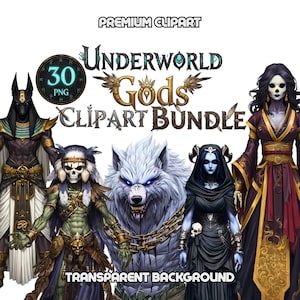 Underjordens gud PNG-paket | Mytologiska gudar High Fantasy-konst: Hades, Yama, Mictlantecuhtli, Nergal, Morrígan