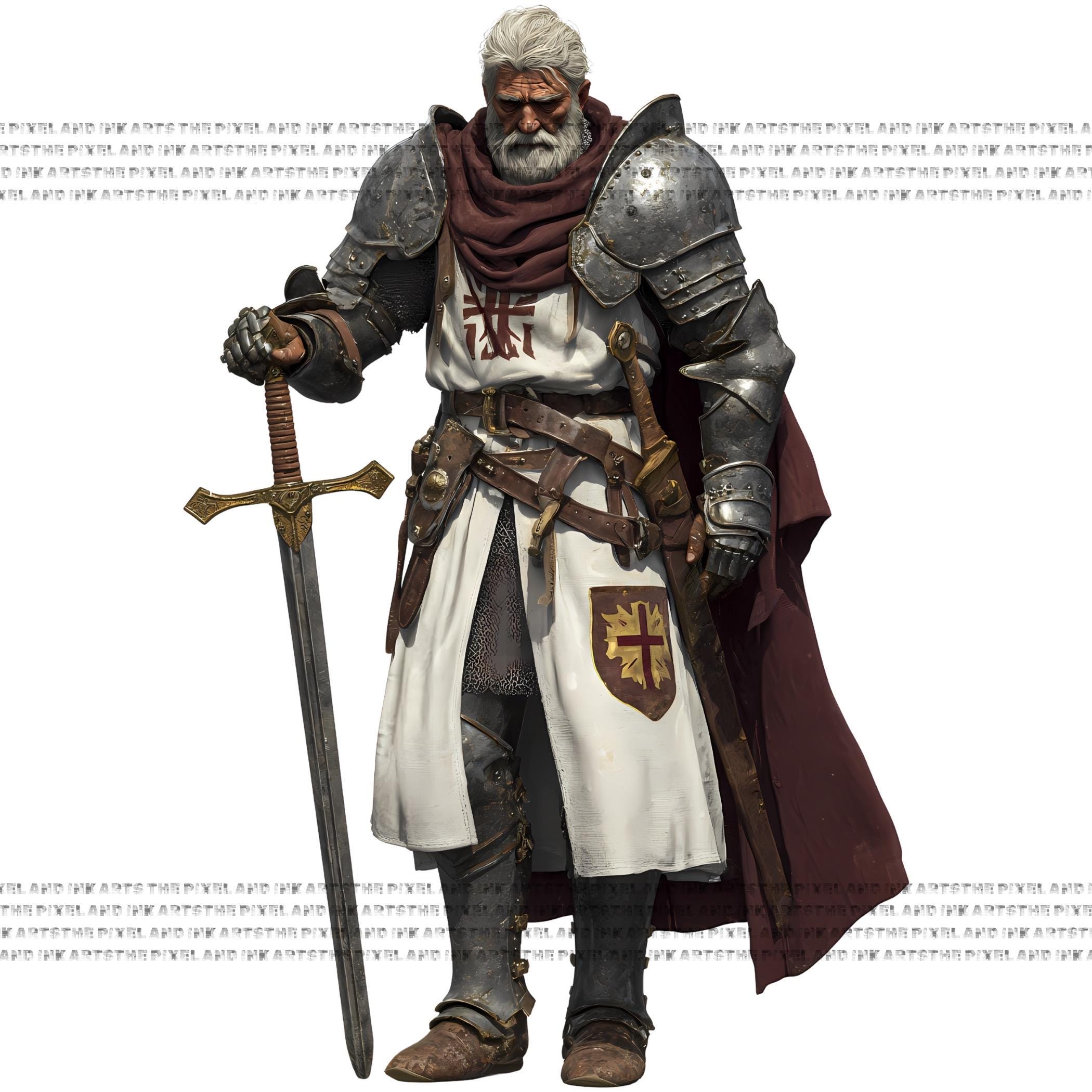 Knight Crusader Art PNG Bundle | Fantasy Warrior Medieval Armor Graphic ...