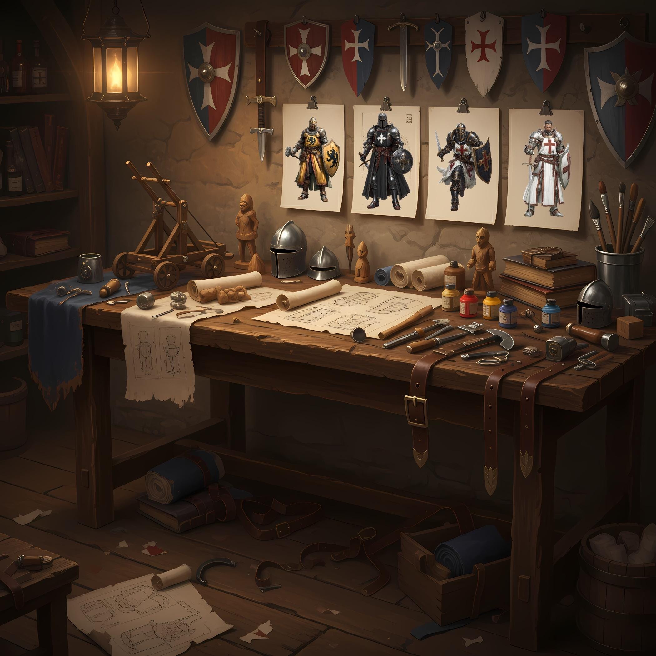 Knight Crusader Art PNG Bundle | Fantasy Warrior Medieval Armor Graphic ...