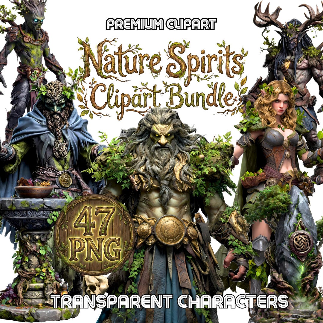 Guardian Treefolk Nature Spirits Clipart Bundle | Mystic Druid PNG | Junk Journal ...