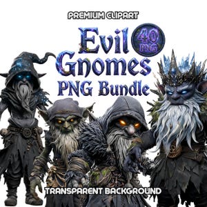 Evil Gnome Digital Art Bundle - Dark Fantasy Grumpy Goblin Clipart, Magical Gonk Creature PNGs for Crafts,  Decor, TTRPG