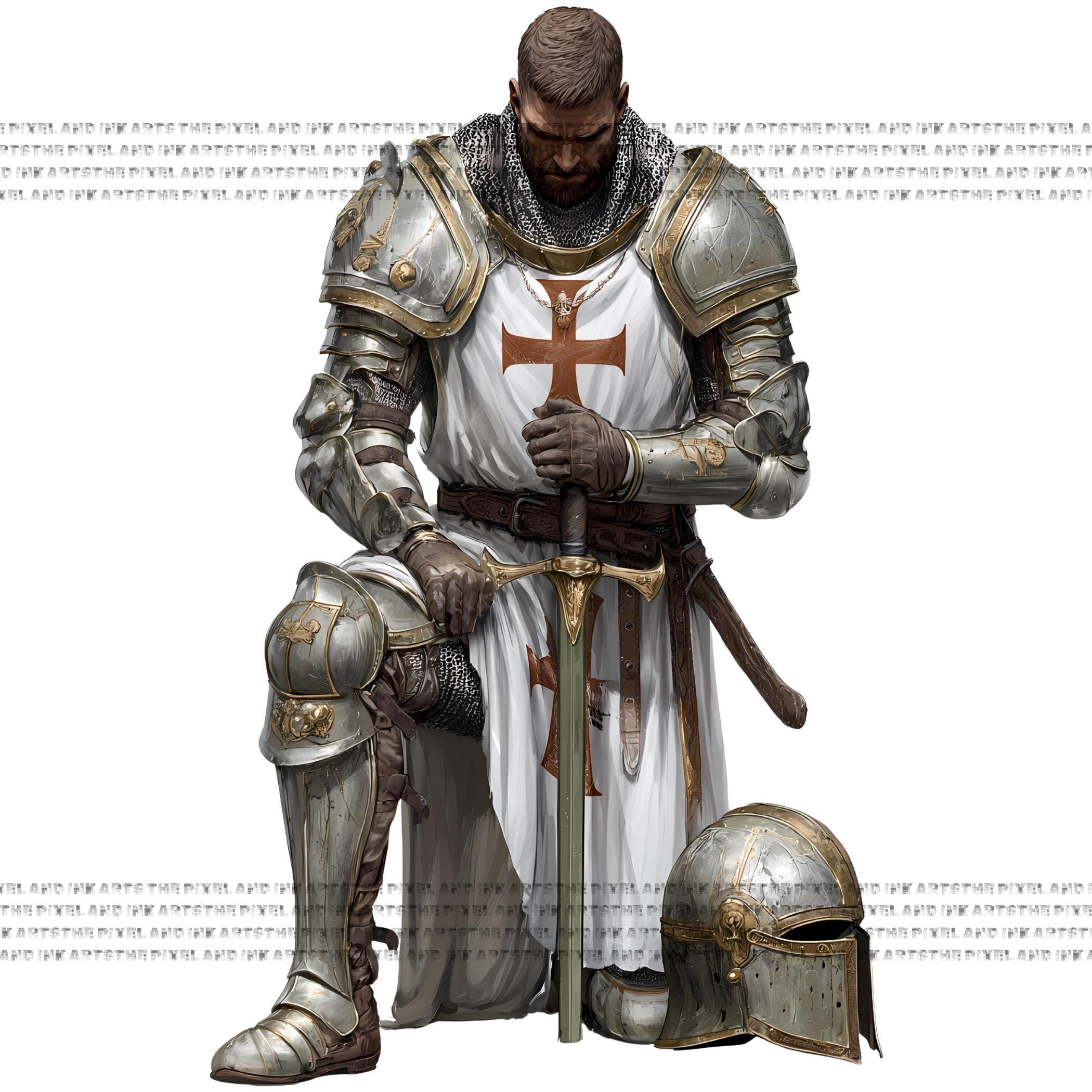 Knight Crusader Art PNG Bundle | Fantasy Warrior Medieval Armor Graphic ...