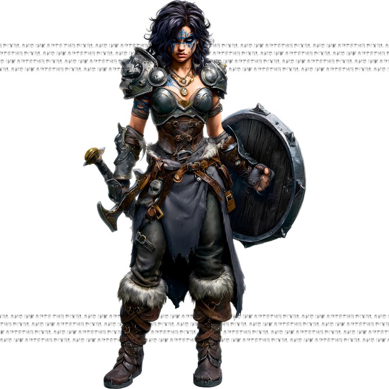 Viking Valkyrie Warrior Woman - Norse Shield Maiden Character Art for ...
