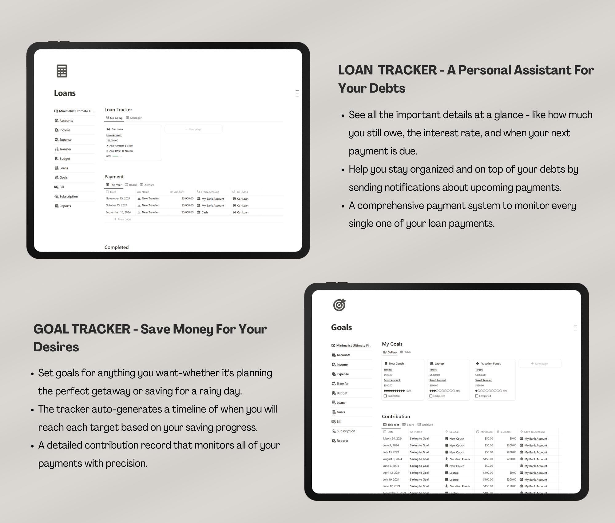 Notion Personal Finance Tracker Template: Minimalist Budget Planner - Etsy